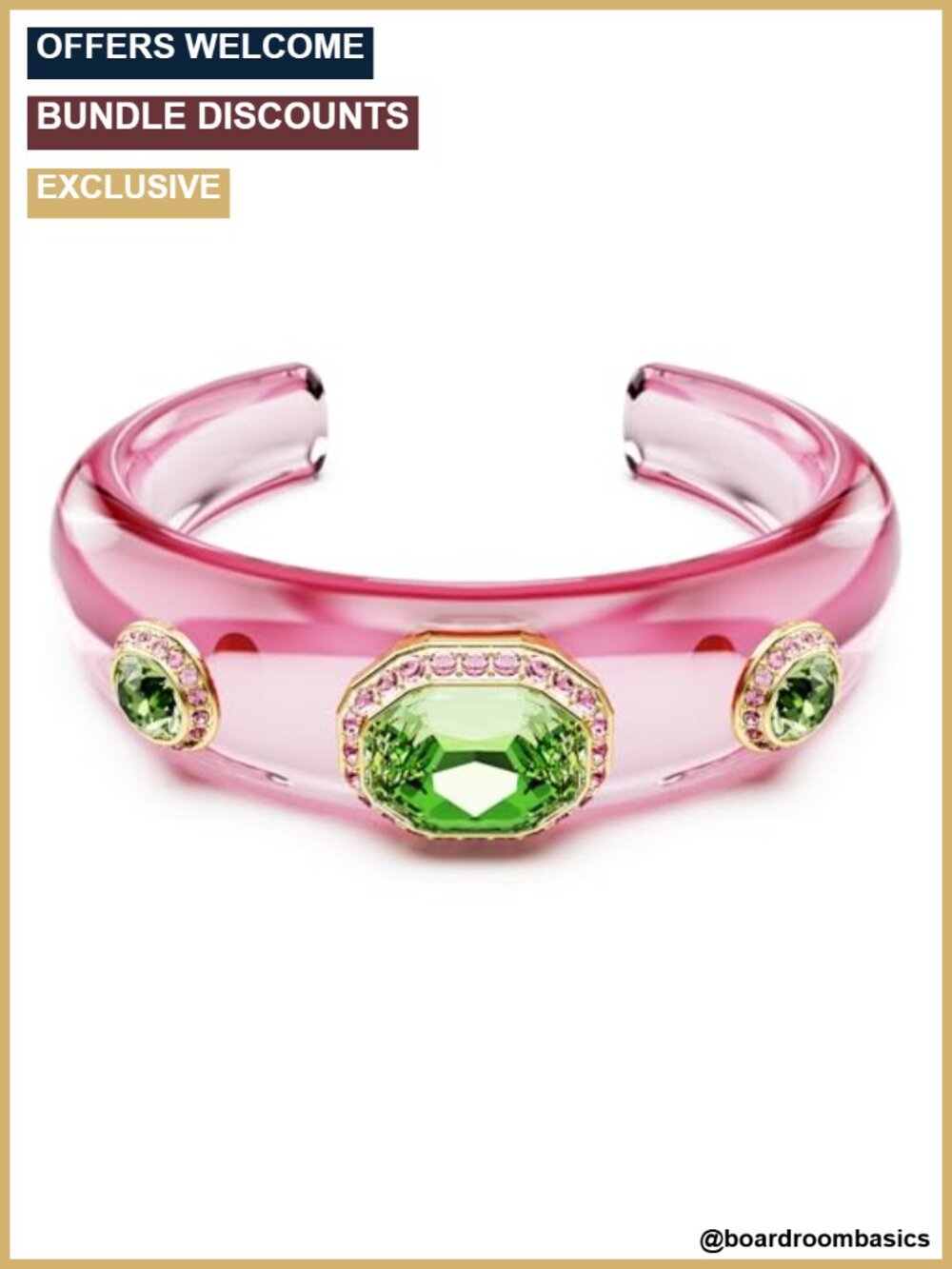 Gold-Tone Plated Crystal Cuff Bangle Bracelet Large